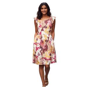 Ann Taylor Loft Womens Multicolor Ruffle Sleeve Dress Size 12